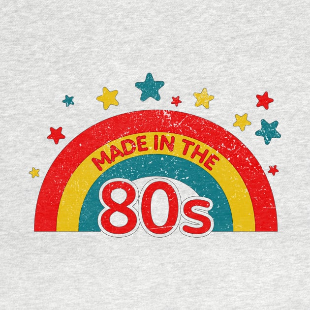 Made in the 80s with Retro Rainbow Colors (Distressed) by The90sMall